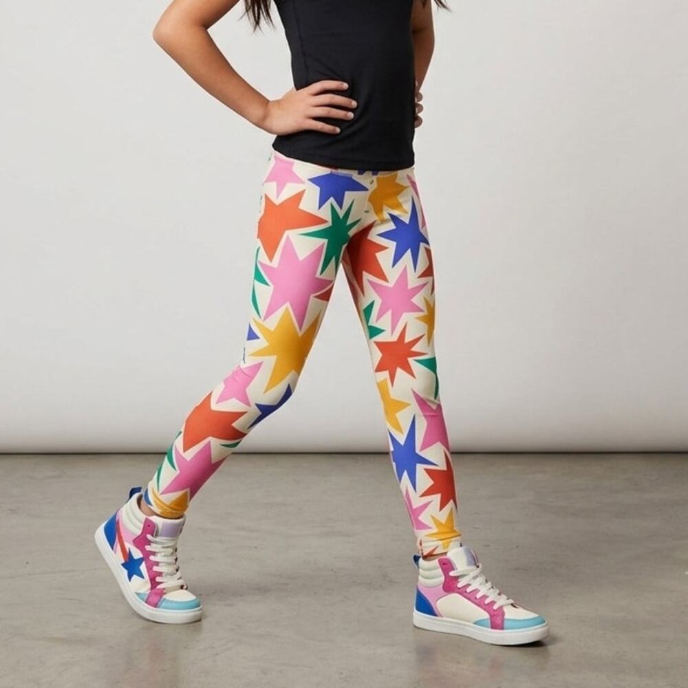 Hanna Andersson Active Girls Made To stretch Starbright Geometric Leggings 6-7